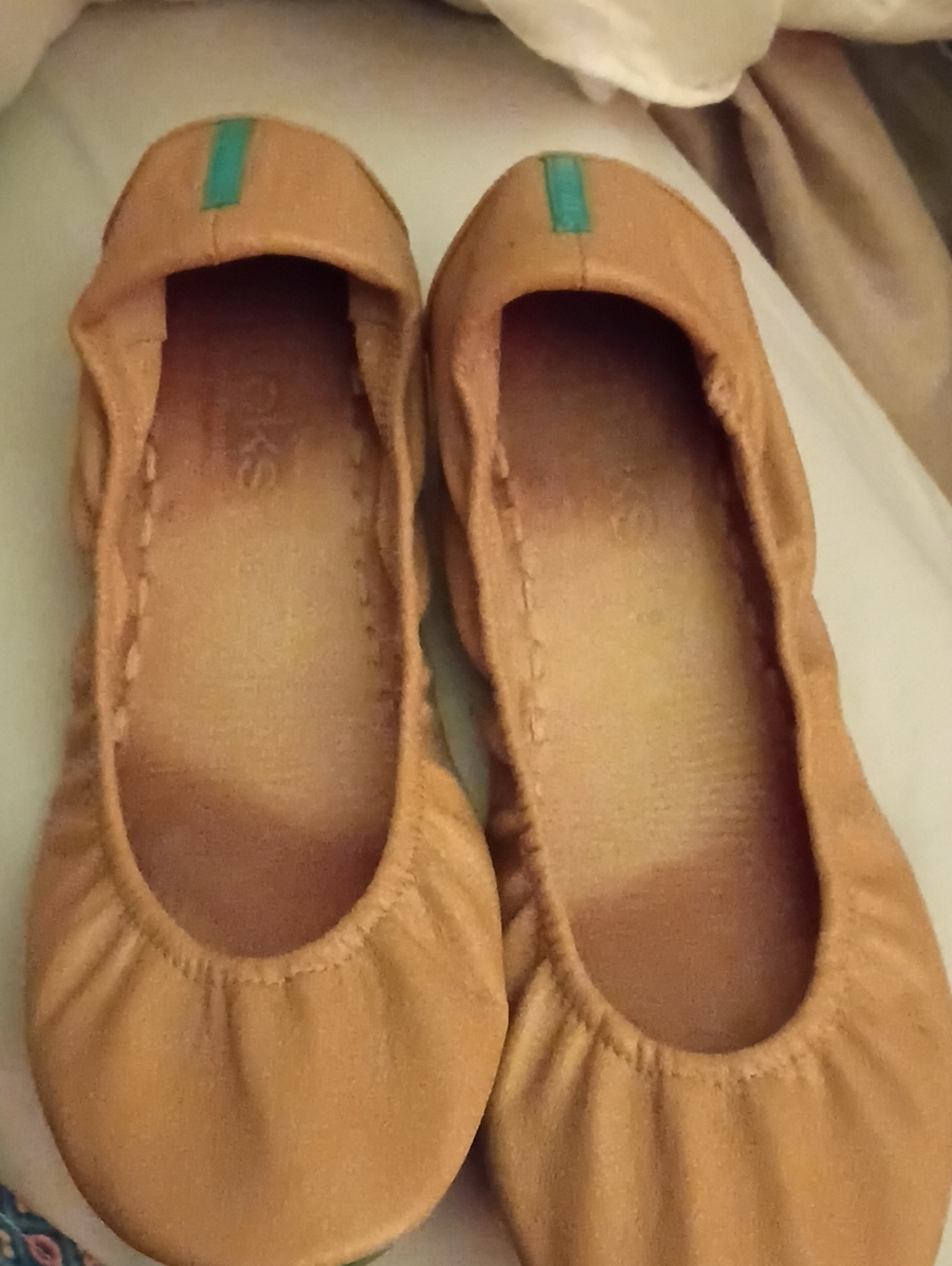 Tiek Brown Leather Ballet Flats with Stitch Detailing